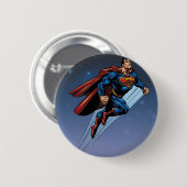 Superman tegen de nachtelijke hemel ronde button 5,7 cm (Voorkant /achterkant)