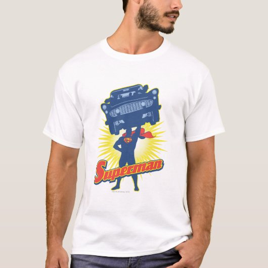 Superman tilt een auto 2 t-shirt (Voorkant)