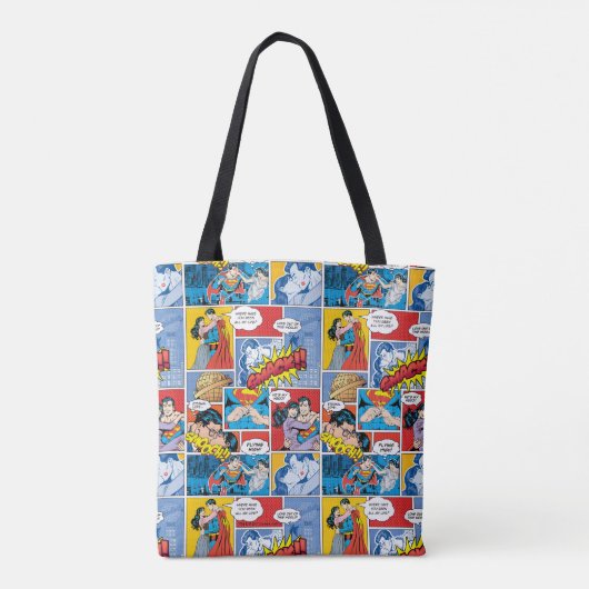 Superman Valentijnsdag | Comic Book Collage Tote Bag (Achterkant)