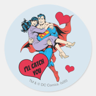 Superman Valentijnsdag Ik zal je vangen Ronde Sticker