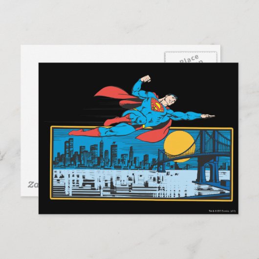 Superman vliegen in de stad briefkaart (Voorkant / Achterkant)