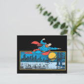 Superman vliegen in de stad briefkaart (Staand voorkant)