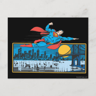 Superman vliegen in de stad briefkaart