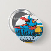 Superman vliegen in de stad ronde button 5,7 cm (Voorkant /achterkant)