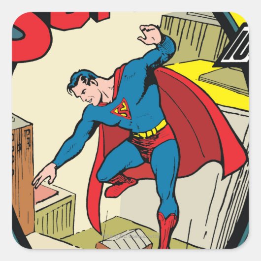 Superman (volledig verhaal) vierkante sticker (Voorkant)
