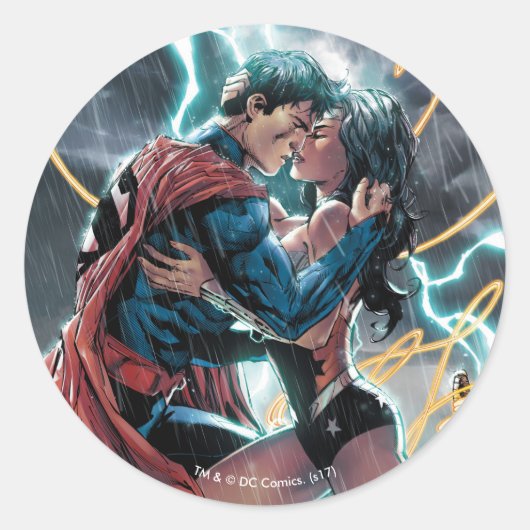 Superman/Wonder Comic Promotion Art Ronde Sticker (Voorkant)