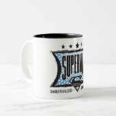 Superman zonder rivaliteit, ongeëvenaard tweekleurige koffiemok (Voorkant links)