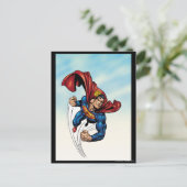 Superman zwemt door de lucht briefkaart (Staand voorkant)