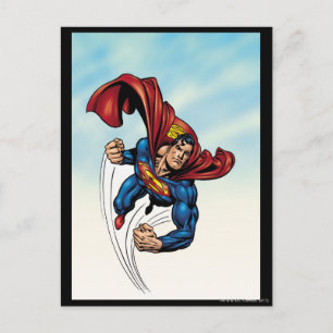 Superman zwemt door de lucht briefkaart