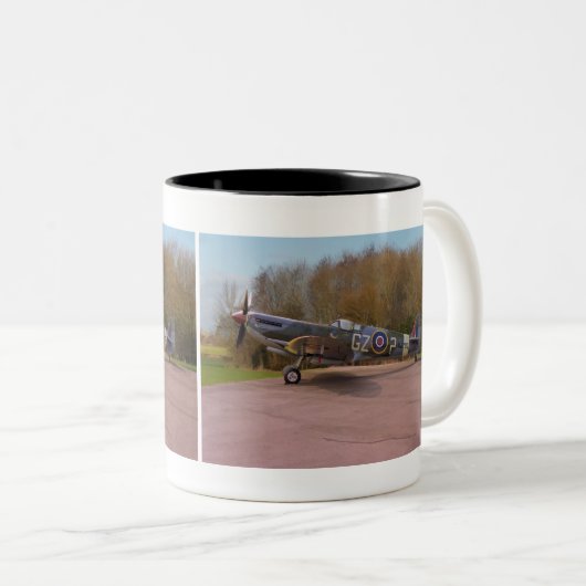 Supermarine Spitfire HF Mk. IXe MJ730 Tweekleurige Koffiemok (Voorkant rechts)