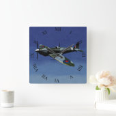 Supermarine Spitfire IX wandklok. Vierkante Klok (Huis)