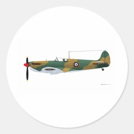 Supermarine Spitfire Ronde Sticker (Voorkant)