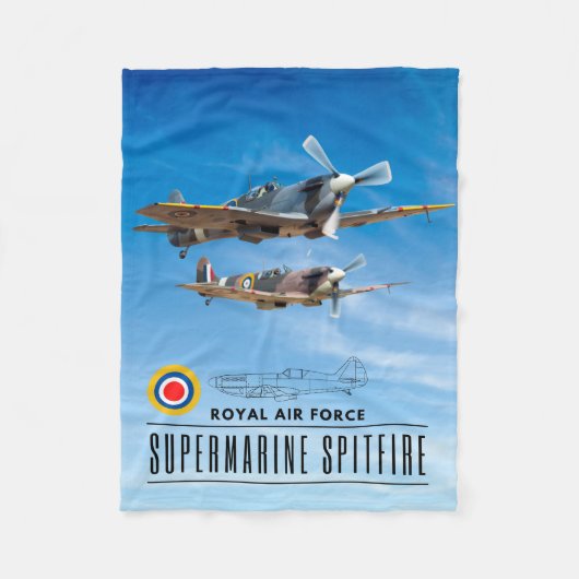 SUPERMARINE SPITFIRE - ROYAL AIR SQUADRON FLEECE DEKEN (Voorkant)