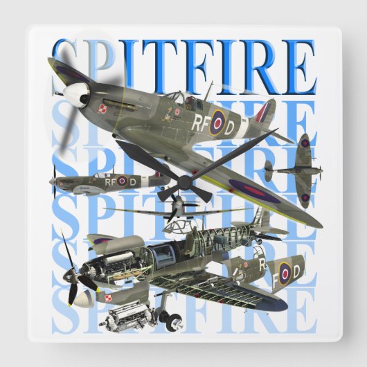 Supermarine Spitfire Vierkante Klok (Voorkant)