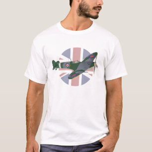 Supermarine Spitfire Vliegtuig met vlag T-shirt