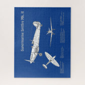 Supermarine Spitfire - Vliegtuigblauwdruk ABD Legpuzzel (Verticaal)