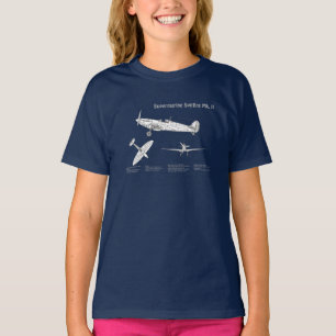 Supermarine Spitfire - Vliegtuigblauwdruk ABD T-shirt