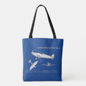 Supermarine Spitfire - Vliegtuigblauwdruk ABD Tote Bag (Achterkant)