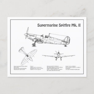 Supermarine Spitfire - Vliegtuigblauwdruk BD Briefkaart