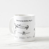 Supermarine Spitfire - Vliegtuigblauwdruk BD Koffiemok (Voorkant links)