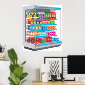 Supermarket Dairy Fridge Poster (Thuiskantoor)