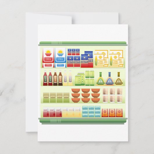 Supermarket Goods Shelf Invitations Kaart (Voorkant)