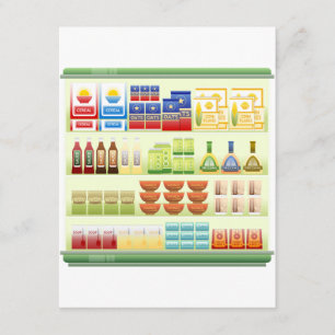 Supermarket Goods Shelf Invitations Kaart