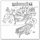 Supermarket Store Detectives Cartoon. Sticker (Voorkant)