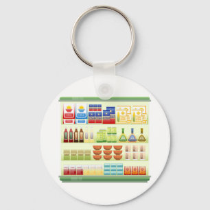 Supermarkt Goederen Plank Sleutelhanger