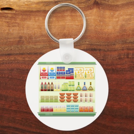 Supermarkt Goederen Plank Sleutelhanger (Voorkant)