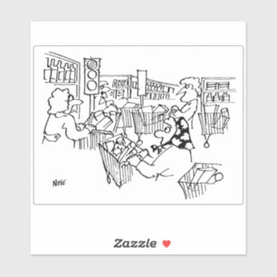 Supermarkt heeft verkeerslichten in de gangpaden. sticker