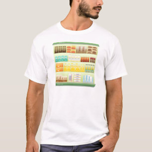 supermarkt plank koffie thee korrels t-shirt