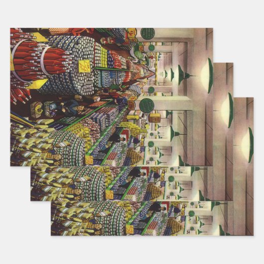 supermarkt voor voedingsmiddelen en dranken inpakpapier vel (Set)