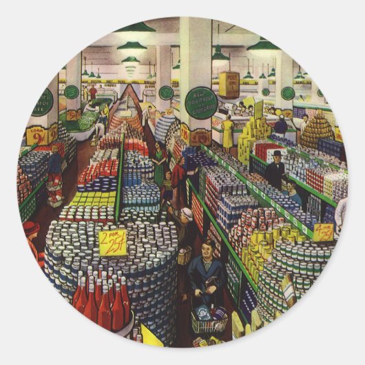  supermarkt voor voedingsmiddelen en dranken ronde sticker (Voorkant)