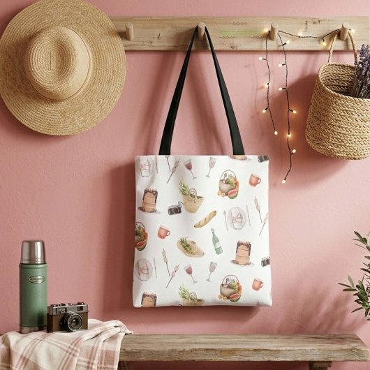 Supermarkt winkelen lieve illustratie canvas tas