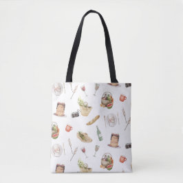 Supermarkt winkelen lieve illustratie canvas tas