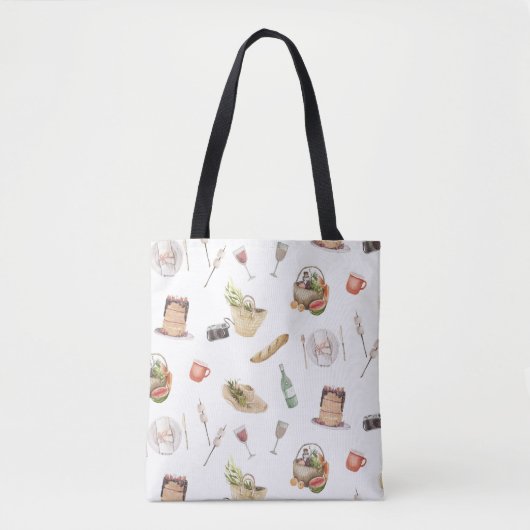Supermarkt winkelen lieve illustratie canvas tas (Voorkant)