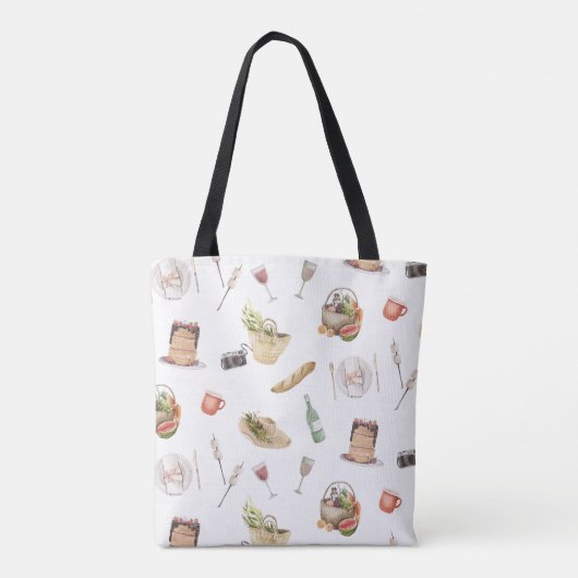 Supermarkt winkelen lieve illustratie canvas tas (Achterkant)