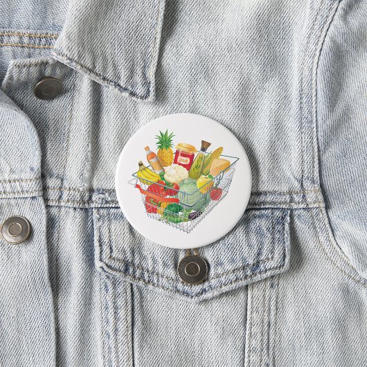 Supermarkt Winkelmand Ronde Button 7,6 Cm