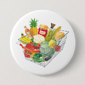 Supermarkt Winkelmand Ronde Button 7,6 Cm (Voorkant)