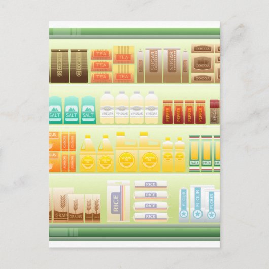 supermarktplank koffietheedranen briefkaart (Voorkant)