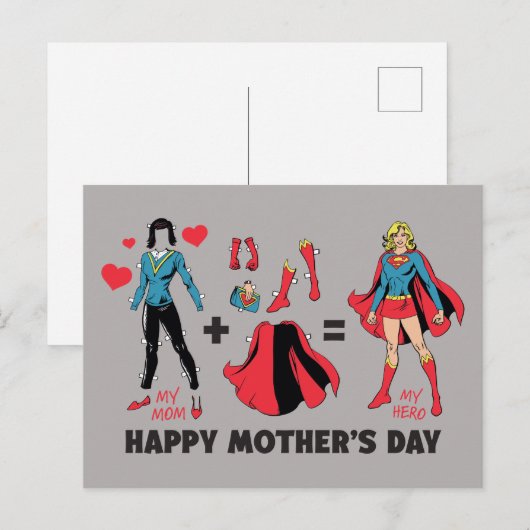 Supermeisje | Mijn moeder = Mijn helo Uitnodiging Briefkaart (Voorkant / Achterkant)