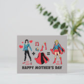 Supermeisje | Mijn moeder = Mijn helo Uitnodiging Briefkaart (Staand voorkant)
