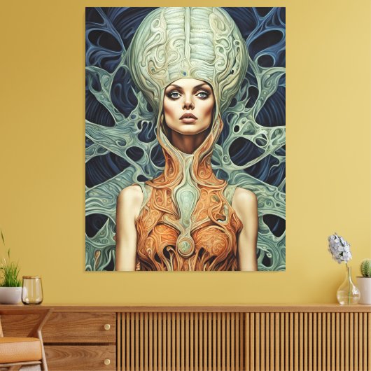 Supermodel buitenaardse vrouw canvas afdruk (Insitu (Woonkamer))