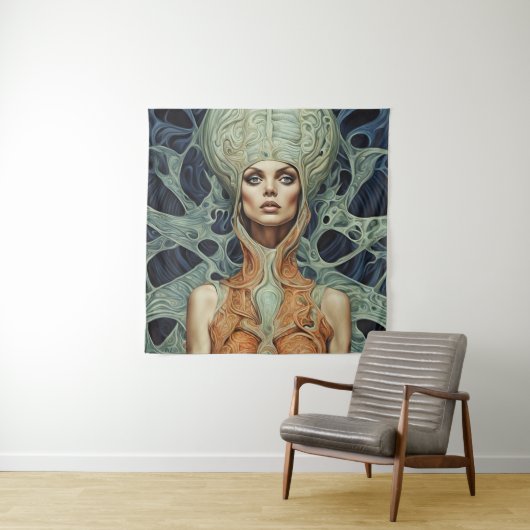 Supermodel buitenaardse vrouw wandkleed (In situ)