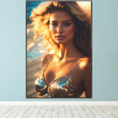 Supermodel opgerekt canvasprint canvas afdruk (Insitu (Houten vloer))