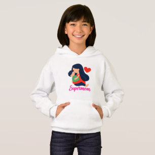 Supermoeder Cute Moeder en Kind Kids Hoodie