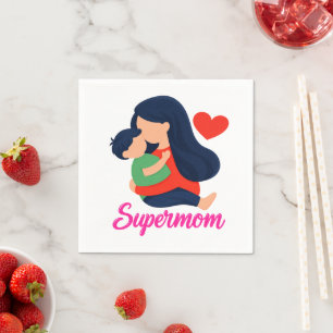 Supermoeder Mooie Moeder en Kind Papieren Servet
