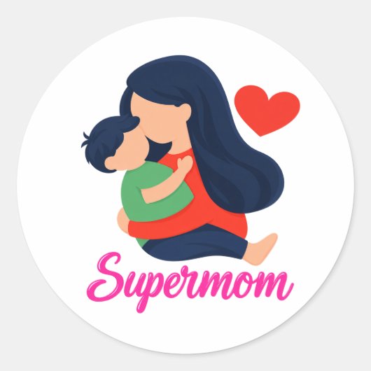 Supermoeder Mooie Moeder en Kind Ronde Sticker (Voorkant)