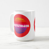 Supermoeder voor beste moeder moederdag koffiemok (Voorkant links)